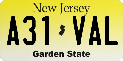 NJ license plate A31VAL