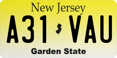NJ license plate A31VAU