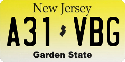 NJ license plate A31VBG