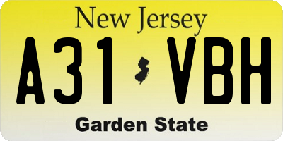 NJ license plate A31VBH