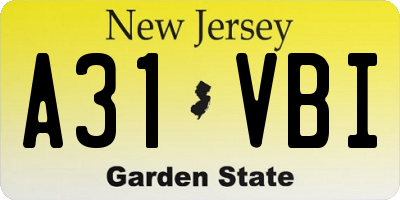 NJ license plate A31VBI