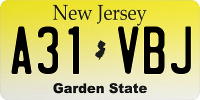 NJ license plate A31VBJ
