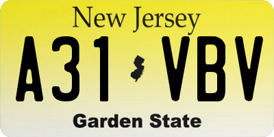 NJ license plate A31VBV