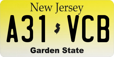 NJ license plate A31VCB