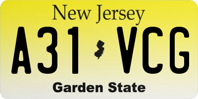 NJ license plate A31VCG