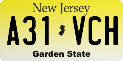 NJ license plate A31VCH