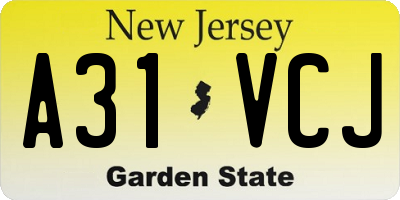 NJ license plate A31VCJ