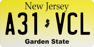 NJ license plate A31VCL