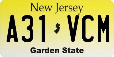 NJ license plate A31VCM