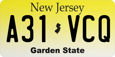 NJ license plate A31VCQ