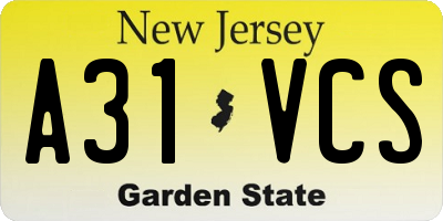 NJ license plate A31VCS