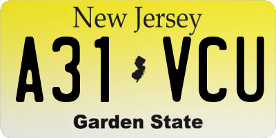 NJ license plate A31VCU