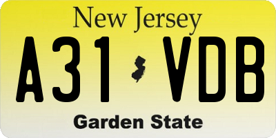 NJ license plate A31VDB