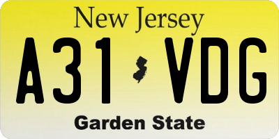 NJ license plate A31VDG
