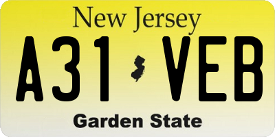 NJ license plate A31VEB