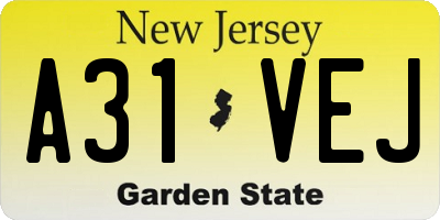 NJ license plate A31VEJ