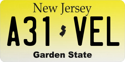 NJ license plate A31VEL