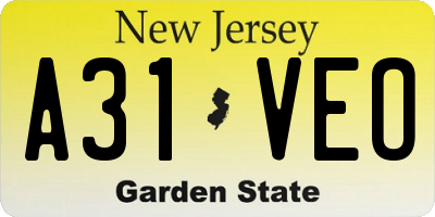 NJ license plate A31VEO