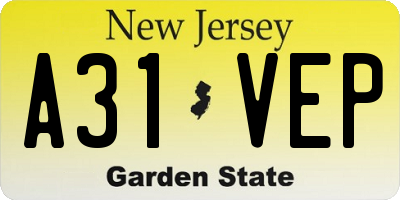 NJ license plate A31VEP