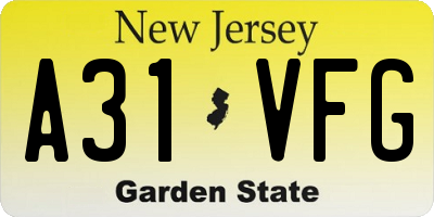 NJ license plate A31VFG