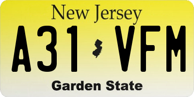 NJ license plate A31VFM
