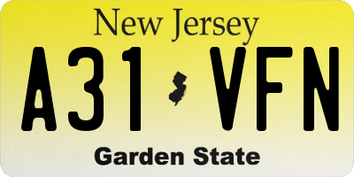 NJ license plate A31VFN