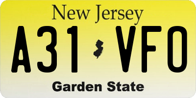 NJ license plate A31VFO
