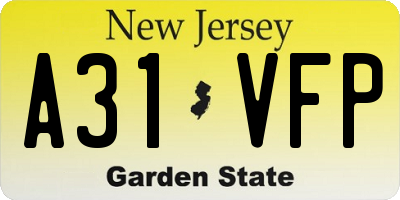 NJ license plate A31VFP
