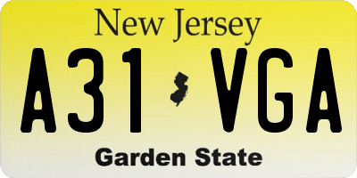 NJ license plate A31VGA