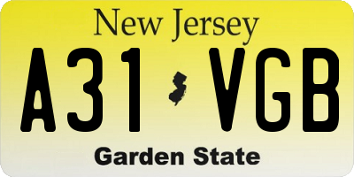 NJ license plate A31VGB
