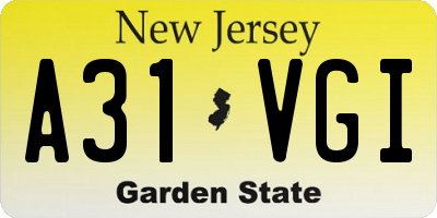 NJ license plate A31VGI