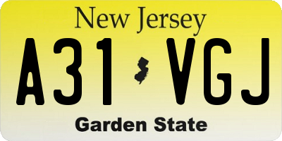 NJ license plate A31VGJ