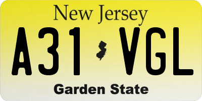 NJ license plate A31VGL