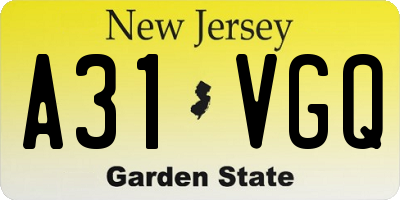 NJ license plate A31VGQ