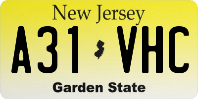 NJ license plate A31VHC