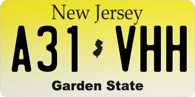 NJ license plate A31VHH