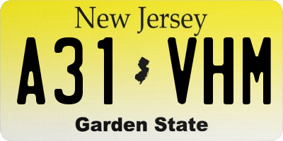 NJ license plate A31VHM