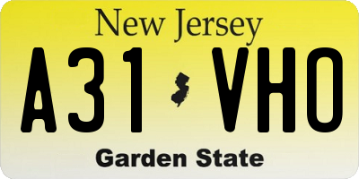 NJ license plate A31VHO