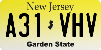 NJ license plate A31VHV