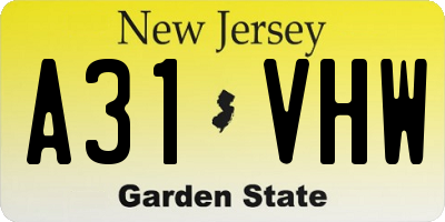 NJ license plate A31VHW