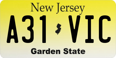 NJ license plate A31VIC