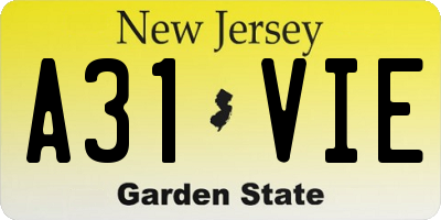 NJ license plate A31VIE