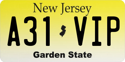 NJ license plate A31VIP