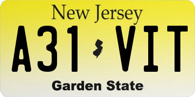 NJ license plate A31VIT
