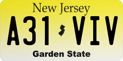 NJ license plate A31VIV