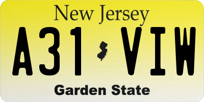 NJ license plate A31VIW