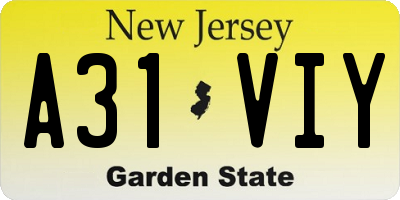 NJ license plate A31VIY