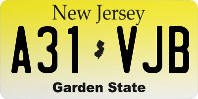 NJ license plate A31VJB