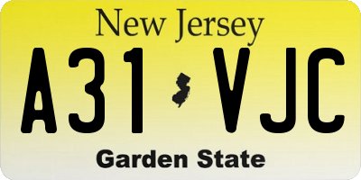 NJ license plate A31VJC
