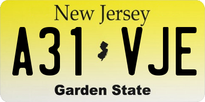 NJ license plate A31VJE